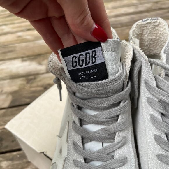 Golden Goose Francy Classic Sneakers Silver White Glitter Star – Size 40 - Picture 10 of 11
